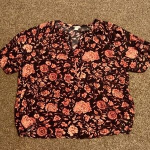 Gorgeous Ava & Viv Target black, rose, and peach blouse 1X